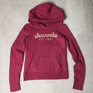 Vtg Y2K Abercrombie Women’s Small Hot Pink Hoodie Sweatshirt Fitted Logo Kids XL